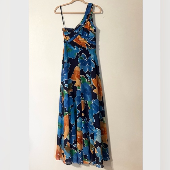 Lauren Ralph Lauren One Shoulder Floral Georgette Maxi Gown Women’s Size 8 - Picture 15 of 15